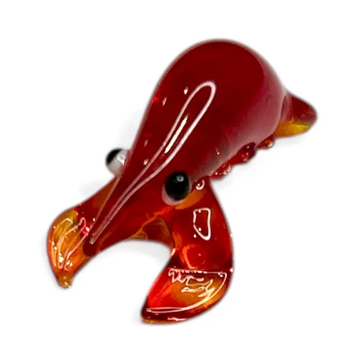 Mini Handblown Red Art Glass Shrimp And Christmas Stocking
