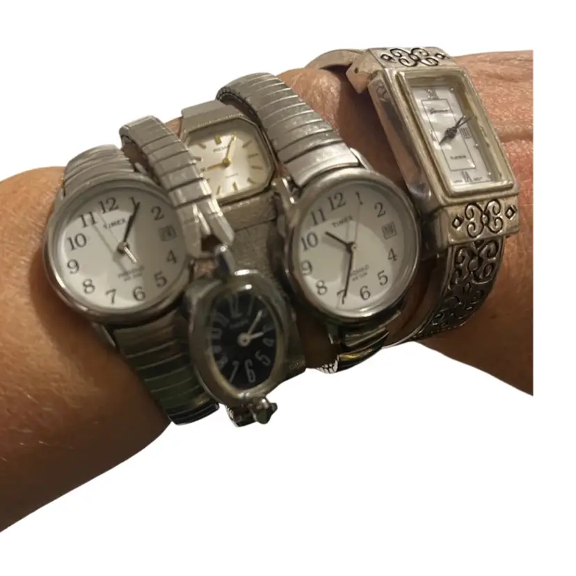 Lot Of 5 Silver Tone Vintage Watches