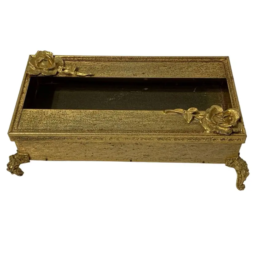 Gorgeous Hollywood Regency Ormolu Brass Tissue Box Cover