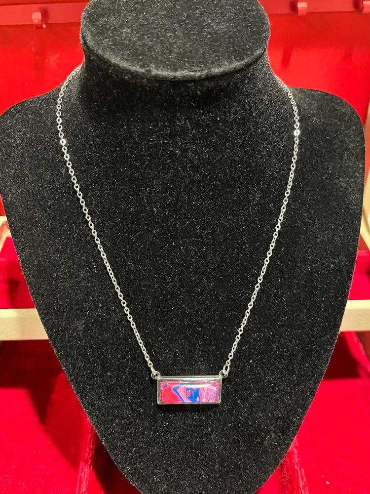 Glass Pendant Over Pink Marble Design Necklace