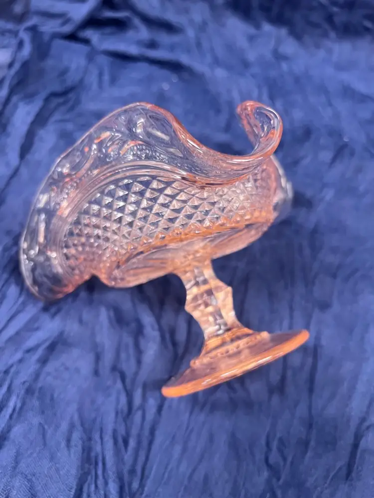 Elegant Pink Pressed Glass
Pedestal Compote Bowl