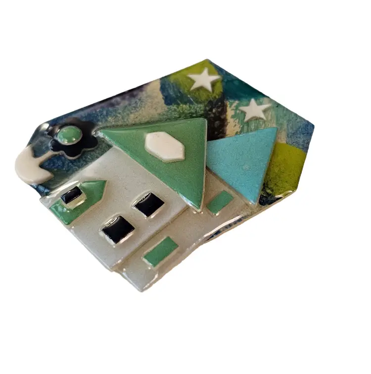 Lucinda Flower Stars Blue And Green House Pin L247