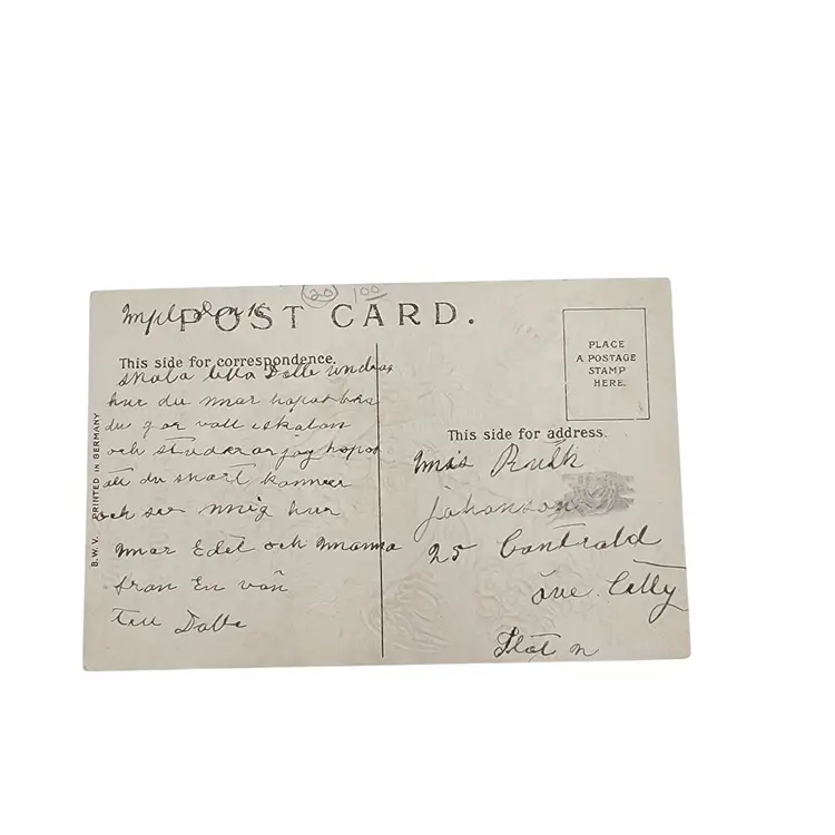 Antique German Embossed Valentine Postcard With Gold Foil Cherubs & Roses