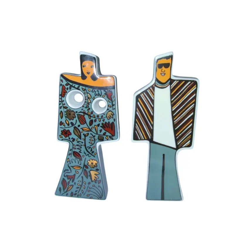 Joana Lira Tok&Stok Ceramic People Vases Double-Faced Brazilian Designer Art Pottery (Pair)