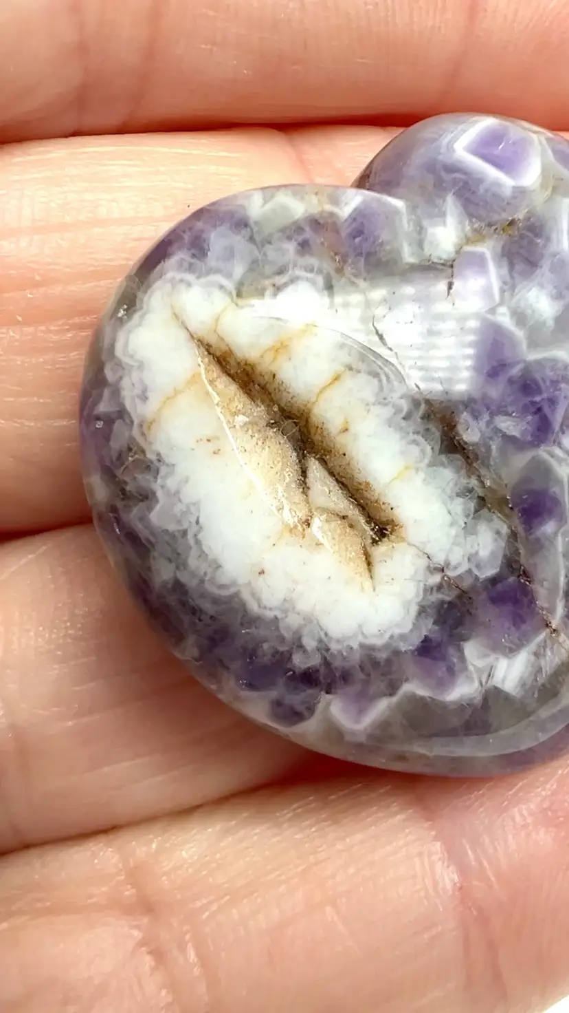 Dream Amethyst Purple Heart Crystal Gemstone. 1-1/4” length x 1-1/4” width x 1/2” tall