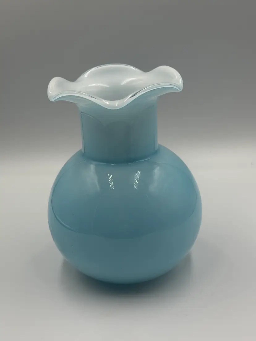 Vintage Blue Opaline Glass Vase