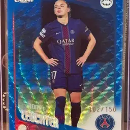 Romee Leuchter 2025/26 Topps Chrome UWCL Blue Wave Refractor /150 PSG Netherlands
