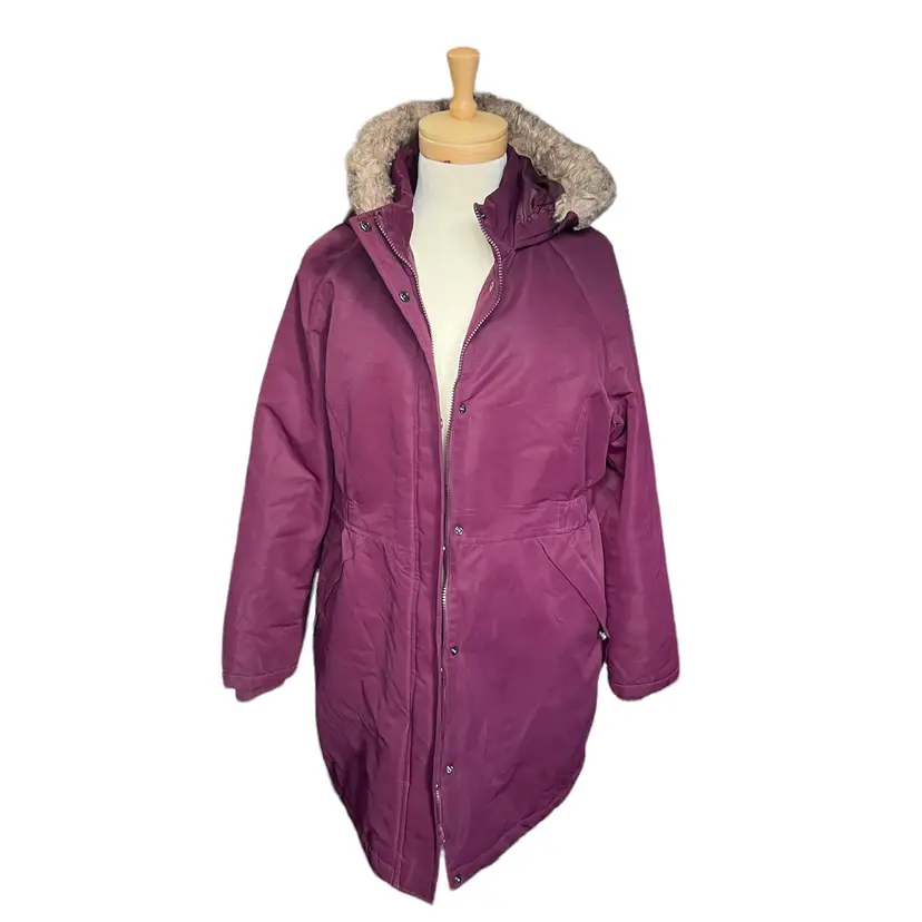 Plum Parka with Faux Fur Trim - Winter Essential