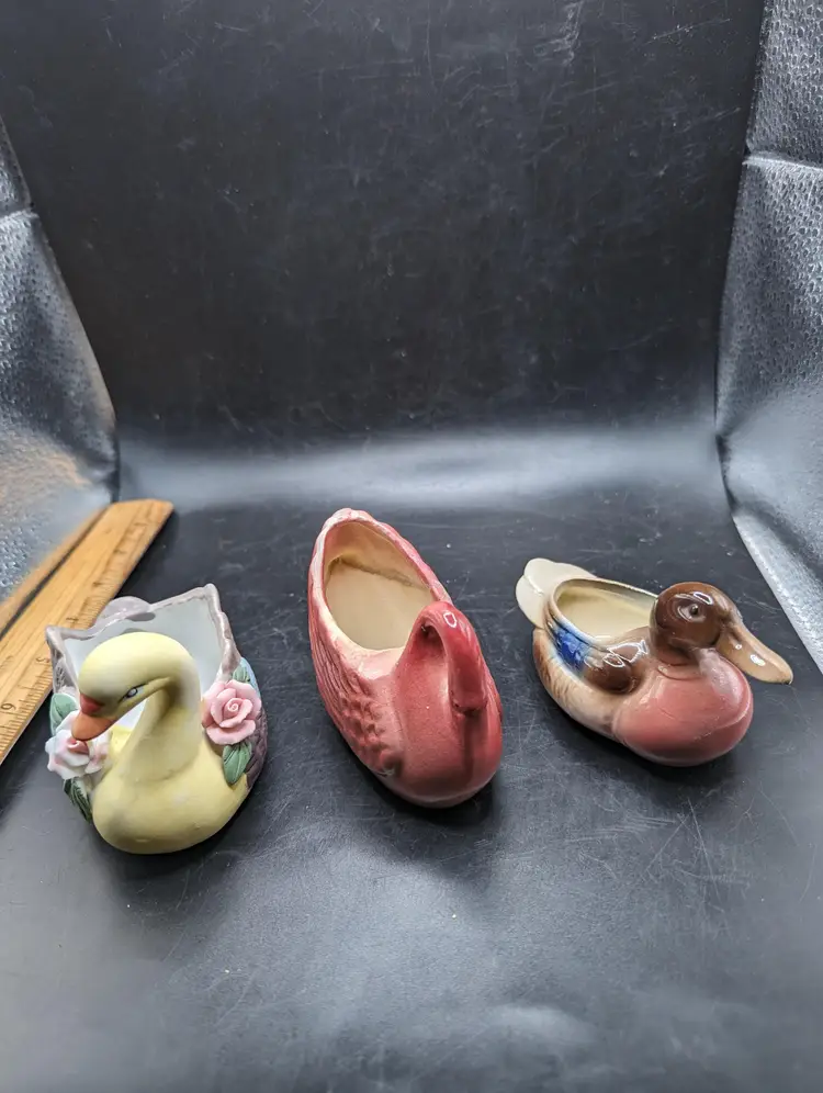 Vintage Ceramic Bird Planter Trio