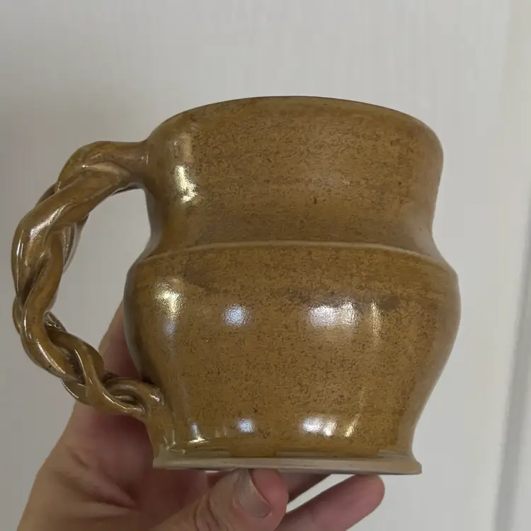 Vintage Studio Pottery Braided Handle Mug