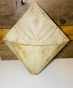 Rusty Crusty White Distressed Metal Wall Pocket Rustic Farmhouse Shabby Chic Industrial