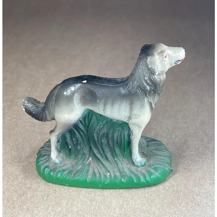 Chalkware Farm Dog Animal Figurine Cottage Farmhouse Carnival Toy Prize