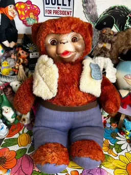 Vintage Ideal Toys Smokey the Bear Rubber Face Plush with Vest