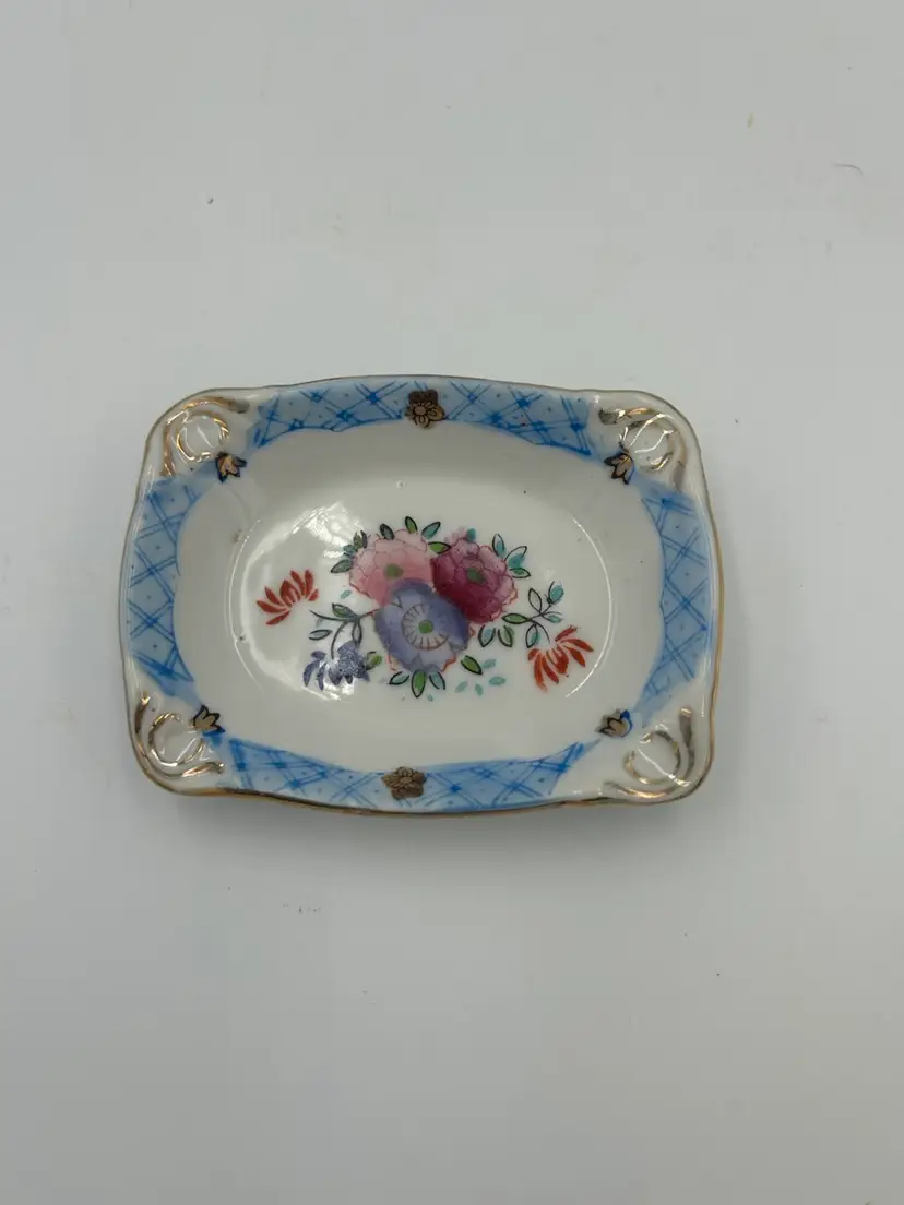 Hand Painted Floral Ashtray/trinket Dish Occupied Japan
