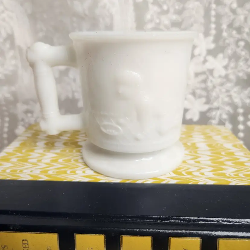 large milk glass mug