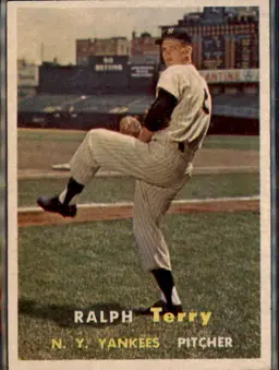 1957 Topps #391 Ralph Terry - (pk1) - New York Yankees