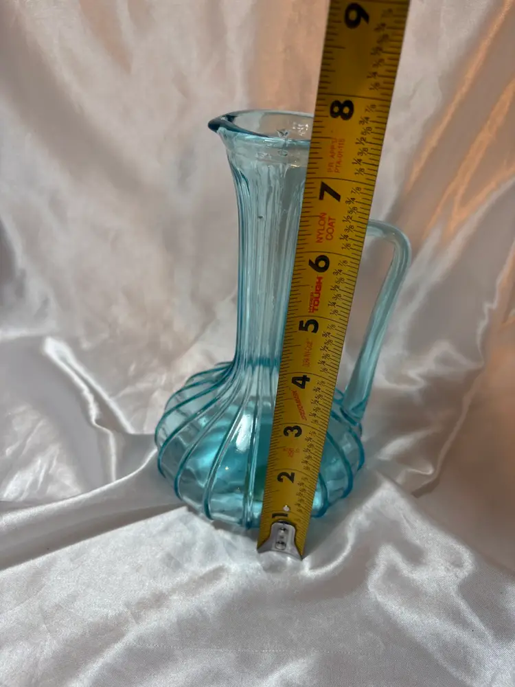 Rossini Blue Glass Pitcher Marked Vintage