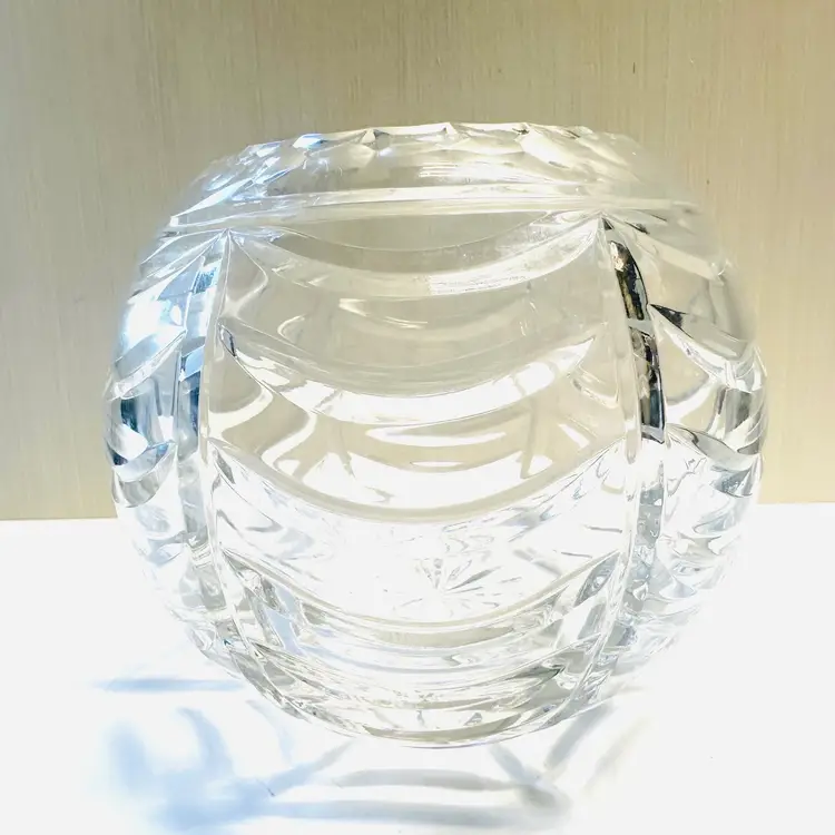 Vintage Tiffany and Company Royal Brierley Globe Rose Bowl Crystal Vase Swag Draped Pattern