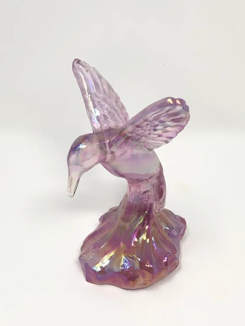 Fenton Pink Iridized 4” Hummingbird