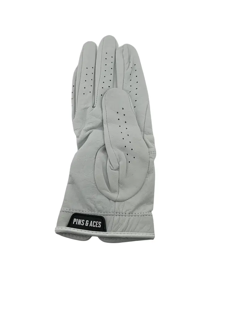 PINS & ACES MEN'S GOLF GLOVE PREMIUM TOUR GLOVE - GHOST WHITE