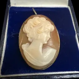 Vintage 900 silver and shell pink cameo brooch pendant