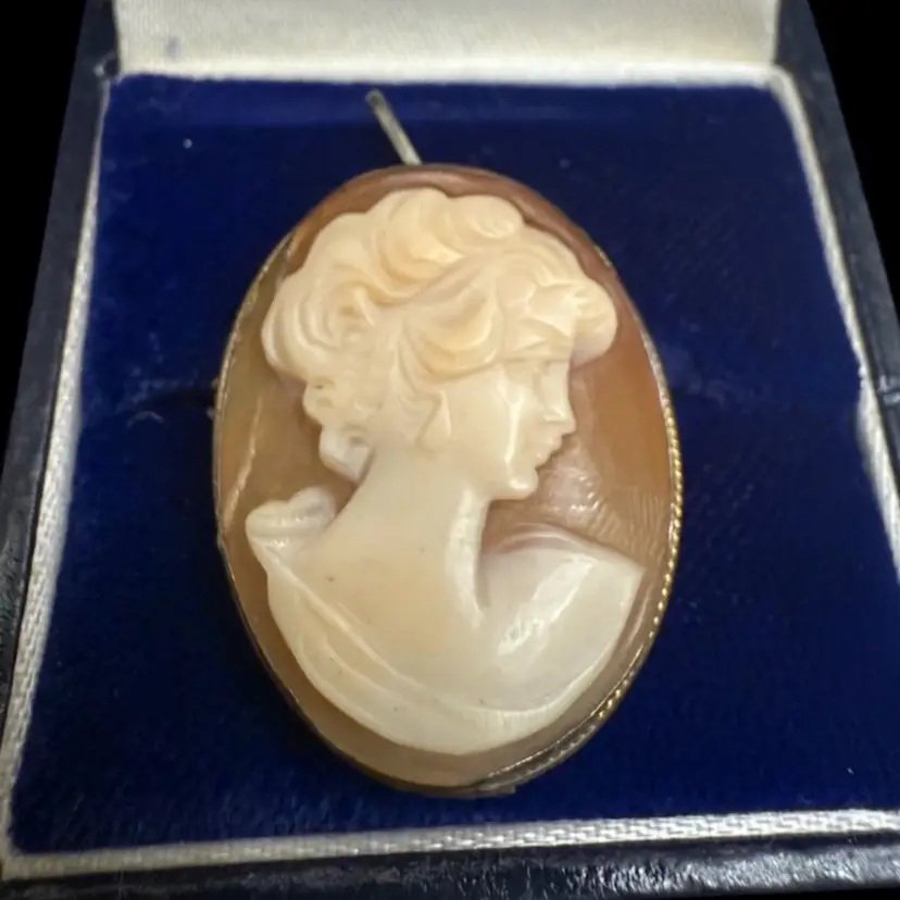 Vintage 900 silver and shell pink cameo brooch pendant