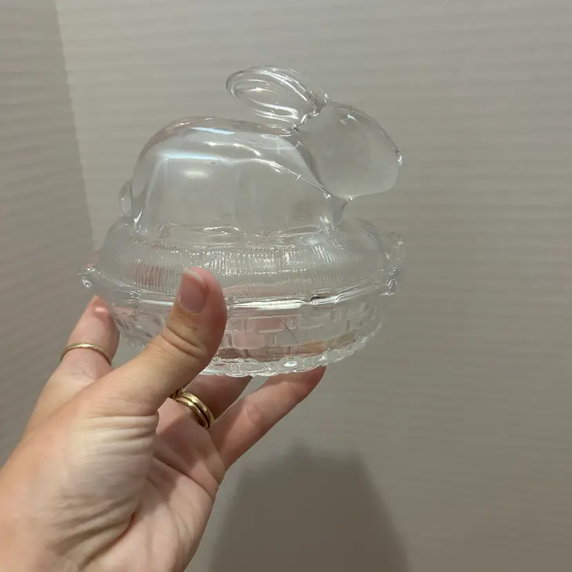 Clear Glass Bunny On A Nest