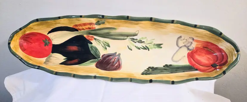 Certified International Pamela Gladding Vegetable Garden Bread Loaf Tray - 17"
