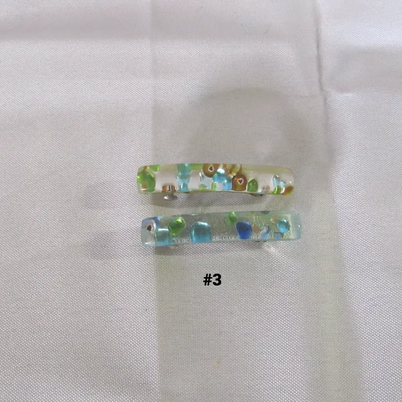 2 Dichroic Glass French Clip Barrettes #3