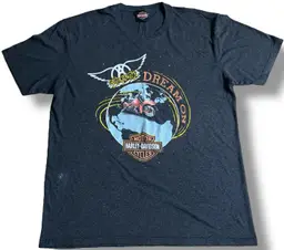 Harley Davidson Motorcycles Men's T-Shirt Size XL Black Aerosmith Dream On S/S