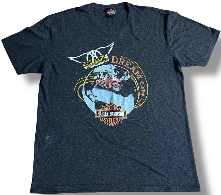 Harley Davidson Motorcycles Men's T-Shirt Size XL Black Aerosmith Dream On S/S
