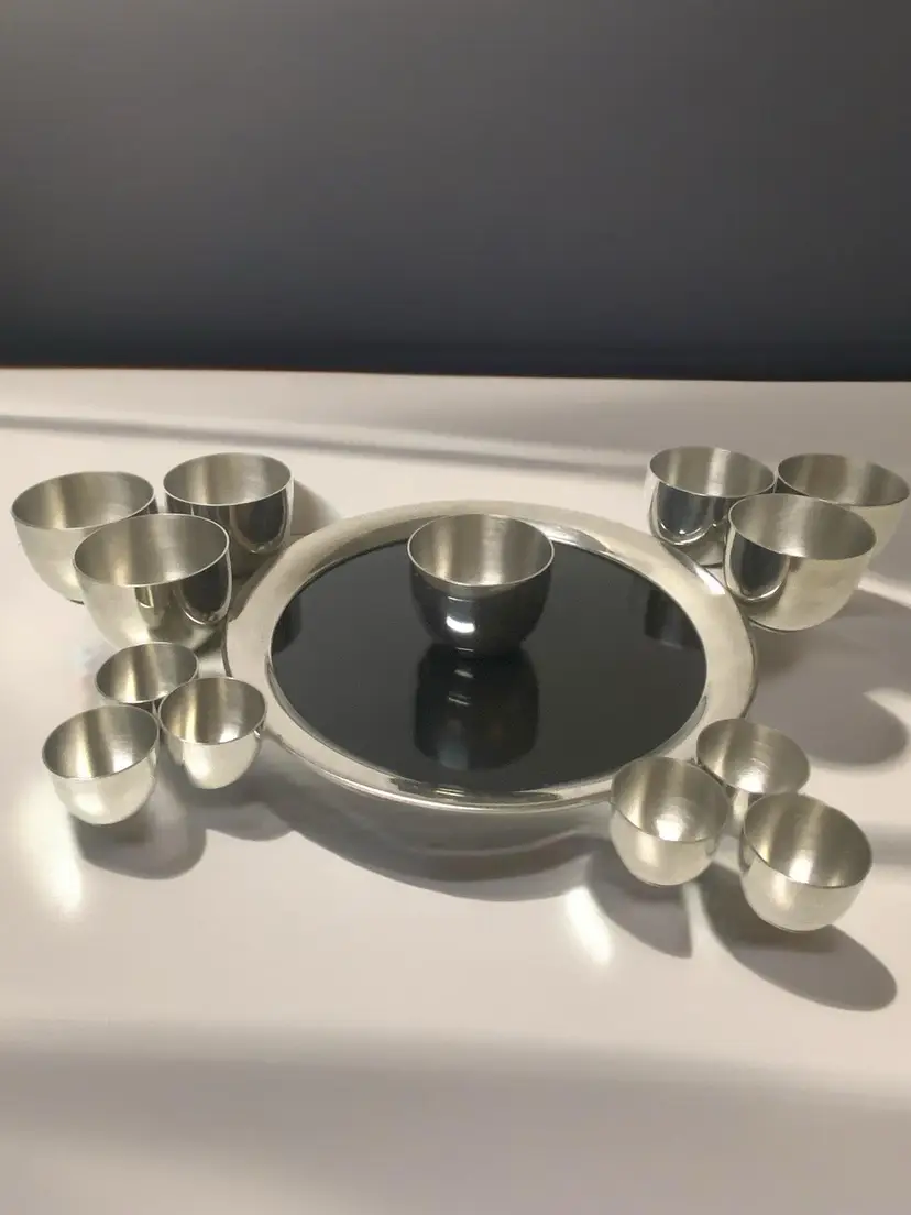 Kirk Stieff Pewter Thomas Jefferson Memorial Vintage Cups With Tray