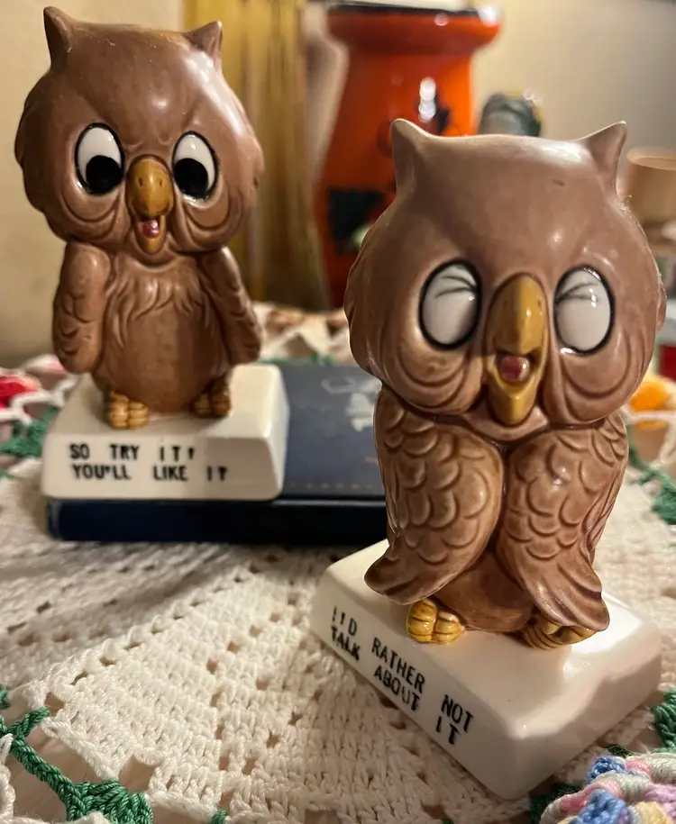 VINTAGE NORCREST ANTHROPOMORPHIC OWL WITH SAYING