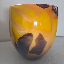 Beautiful MCM Hand Blown Round Glass Vase Or Bowl