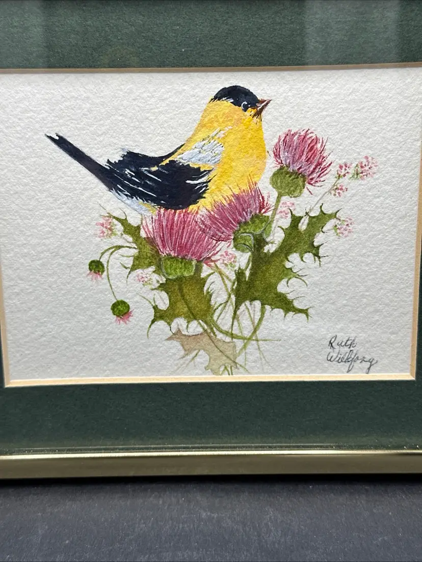 Watercolor Hand Painted Bird Picture Chickadee Nature Ruth Wildfong (artist)