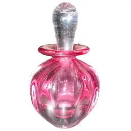 Miniature Hand Blown Art Glass Perfume Bottle Clear Stopper Glass 2” Cranberry