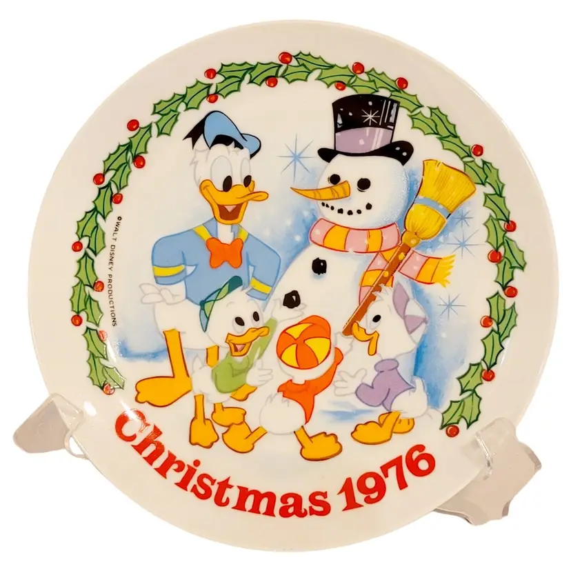 Disney Schmid 1976 Donald Duck Huey Duey Louie Xmas Christmas Collectors Plate