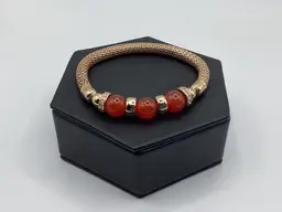 #12 My 1st Show Gold Tone Mesh Roll On Bracelet With Gemstones And Rhinestones