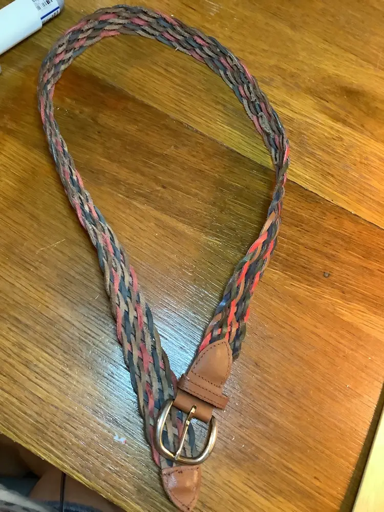 vintage 90s brown braided leather belt - women's M/L