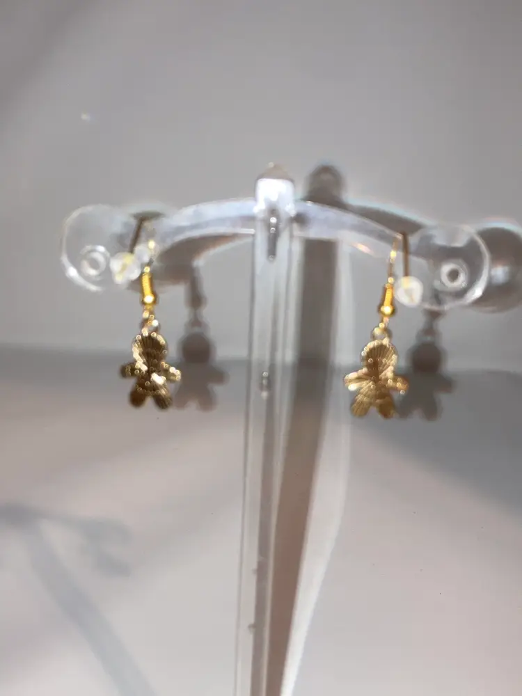 2 Day Sale! 🎉🎄🎉 #2 Gingerbread Man  Earrings! 1 1/2” Drop. Gold Tone Hardware. Made By Me! 🎄🌲🎄