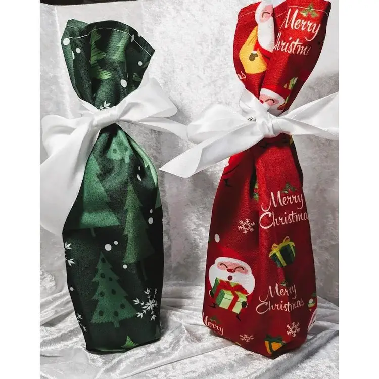 2 for $10, Handmade Wine Bottle Gift Bags - Christmas