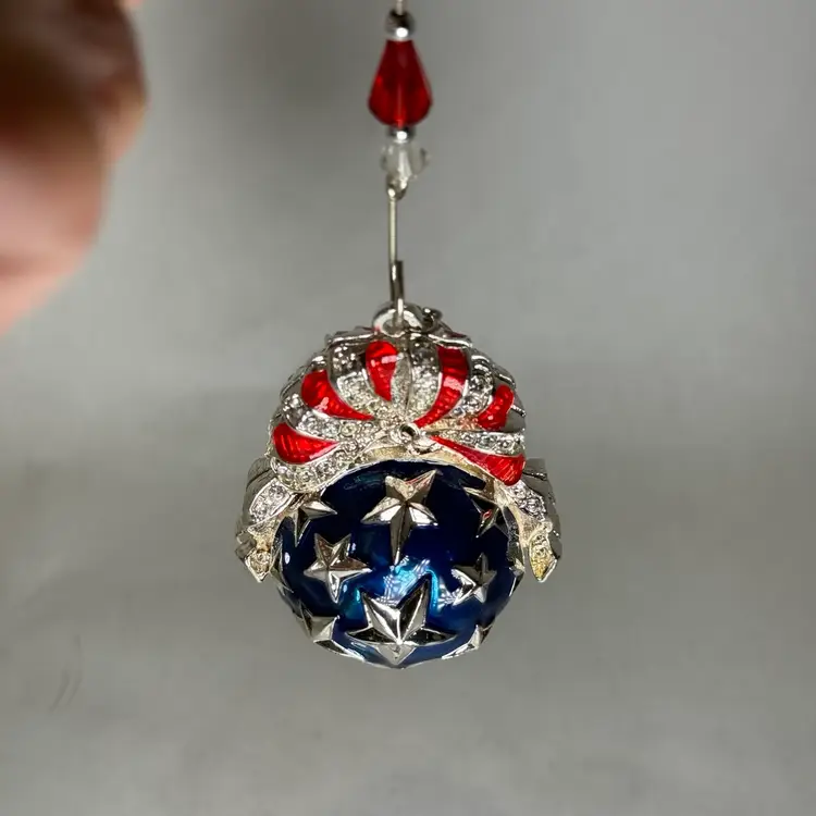 Lenox Star Spangled Ball Patriotic Silver plated Ornament With Box