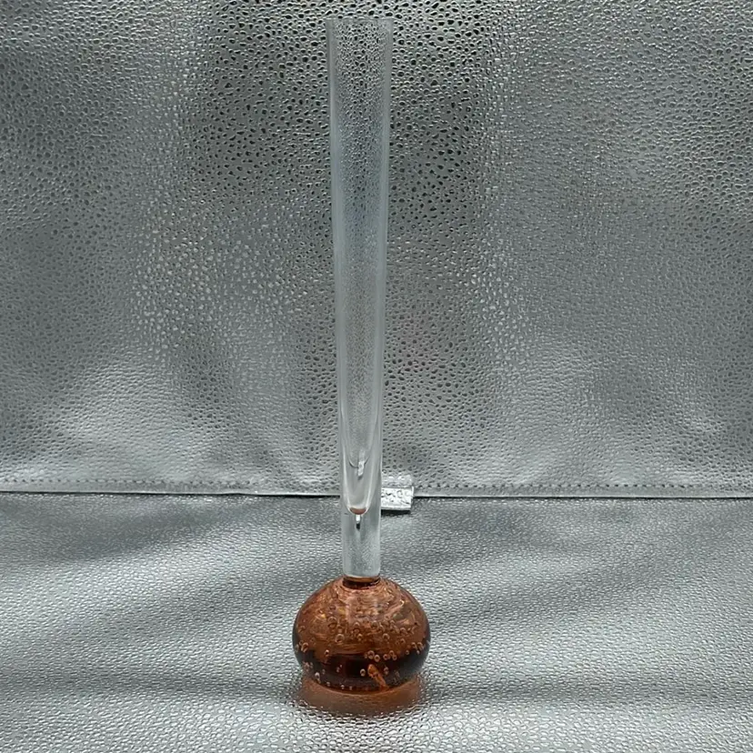 #55 Orange/amber Bud Vase With Controlled Bubble Bottom