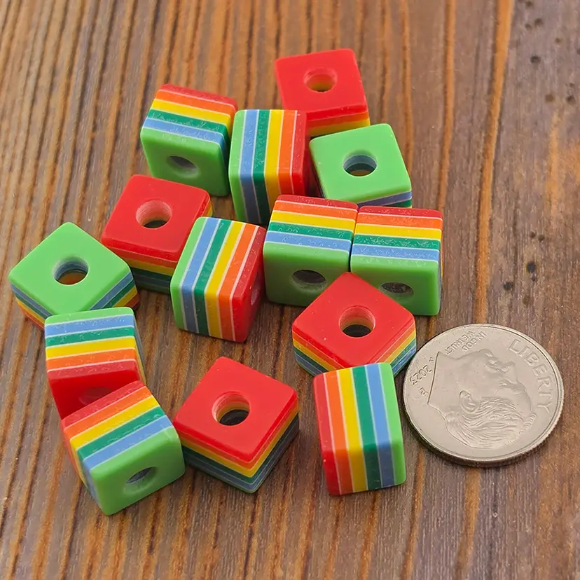 28pcs 10MM Square Rainbow Beads #BC132