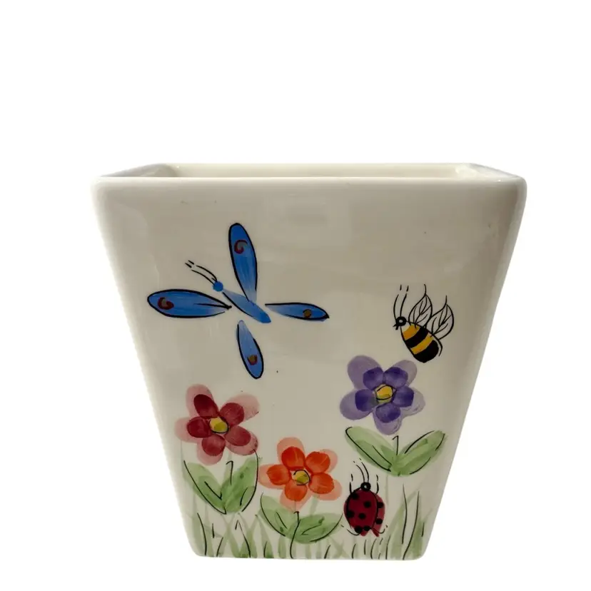 FTD Butterfly Vase Planter/pot Colorful Butterflies Bee Ladybug Floral Spring Ceramic 5β x 5β