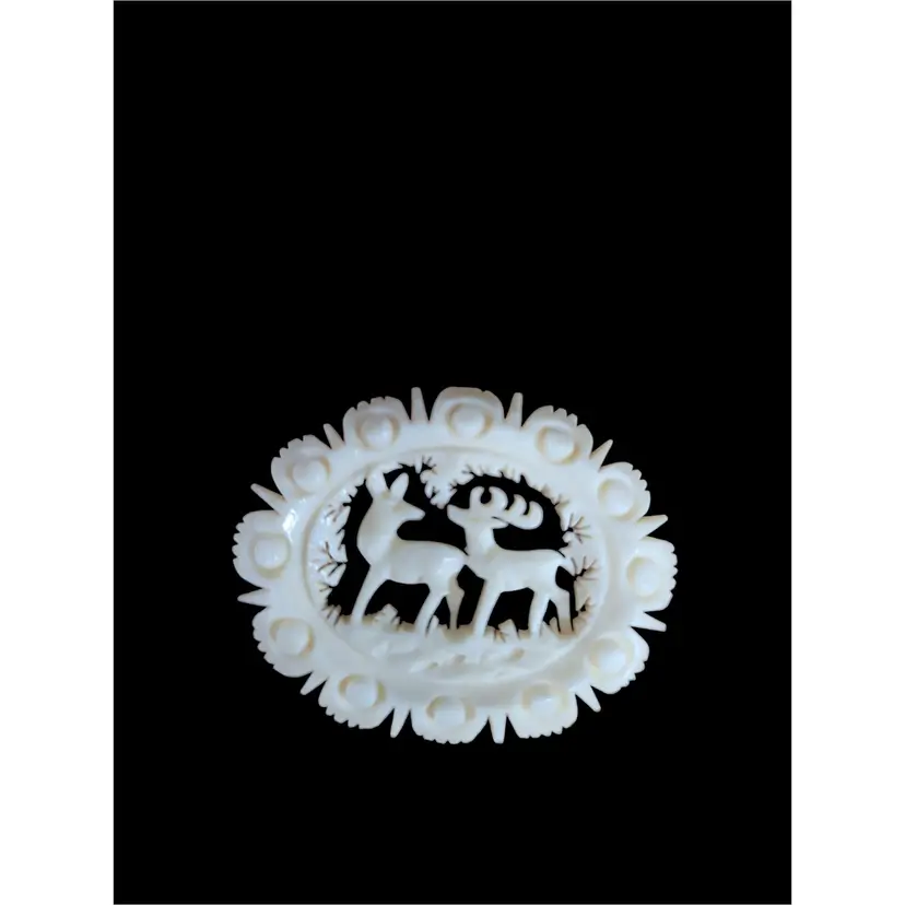 1930s Carved Bone Deer Brooch