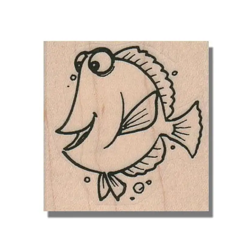 Happy Smiling Fish Rubber Stamp