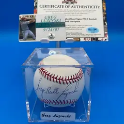 Greg Bull Luzinski Autographed Rawlings Major Leage Baseball w/ COAs & Case