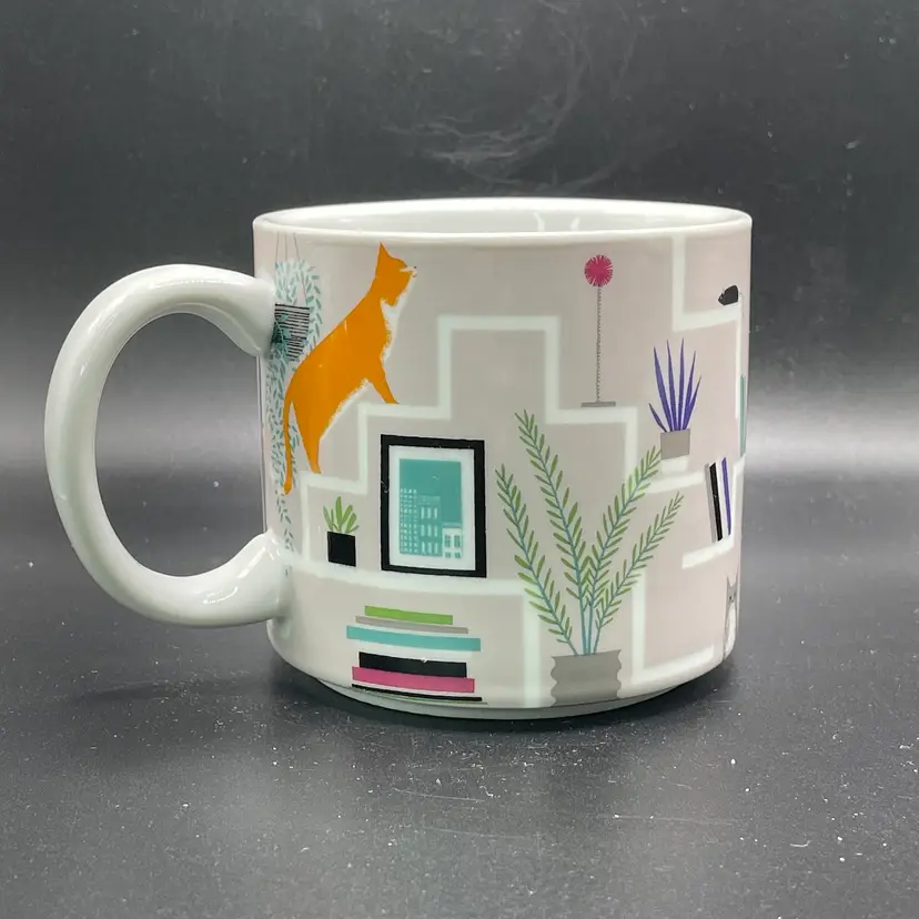 Sam Kalda West Elm Cat Kitty Kitten Coffee Mug Cup Drinkware Kitchen
