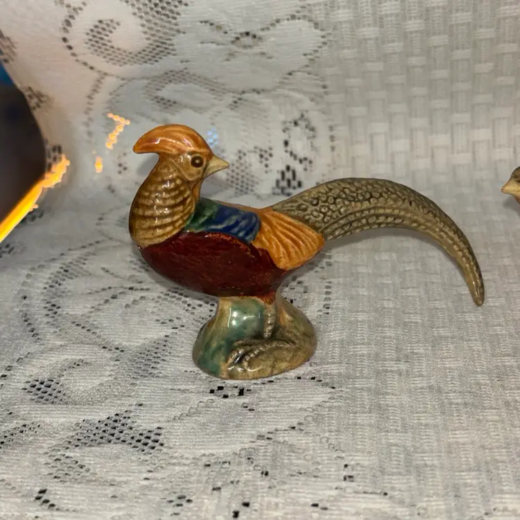 Vtg MCM Rosemeade Pheasant Salt Pepper Shakers Figurines Set Of 2 Excellent HTF